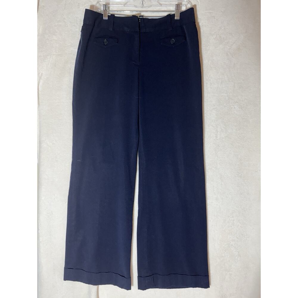 Worthington Women's Dress Pants Navy Cuff Wide Leg
